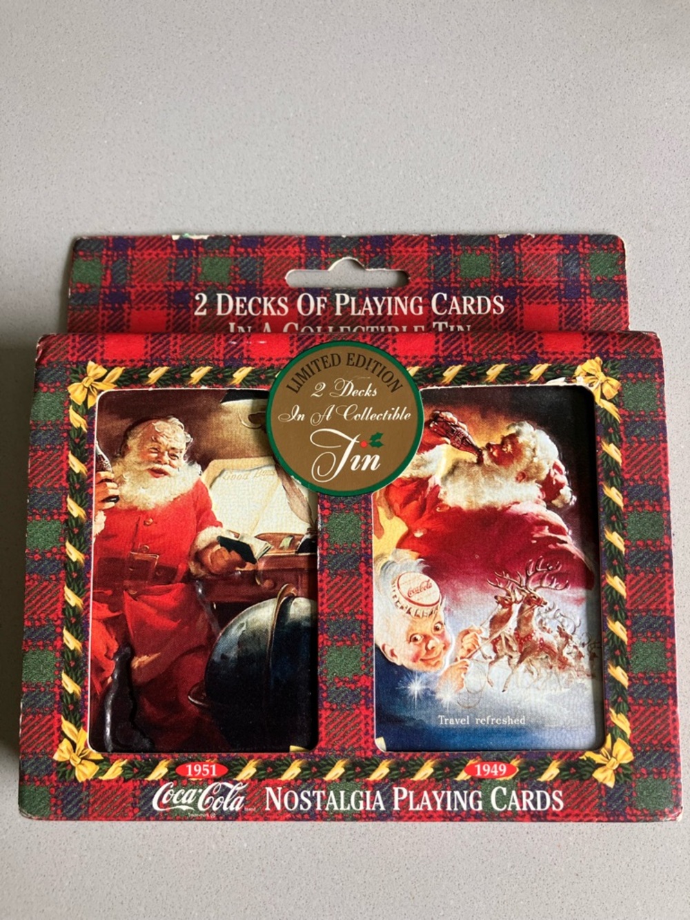 Coca-Cola Red & Green Holiday Nostalgic Cards Tin
